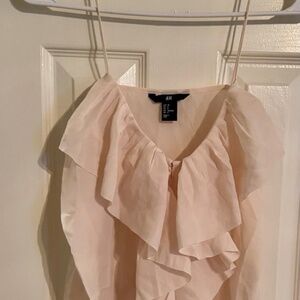 NWOT H&M Light Pink Ruffle Thin Strap Tank Top Size 8